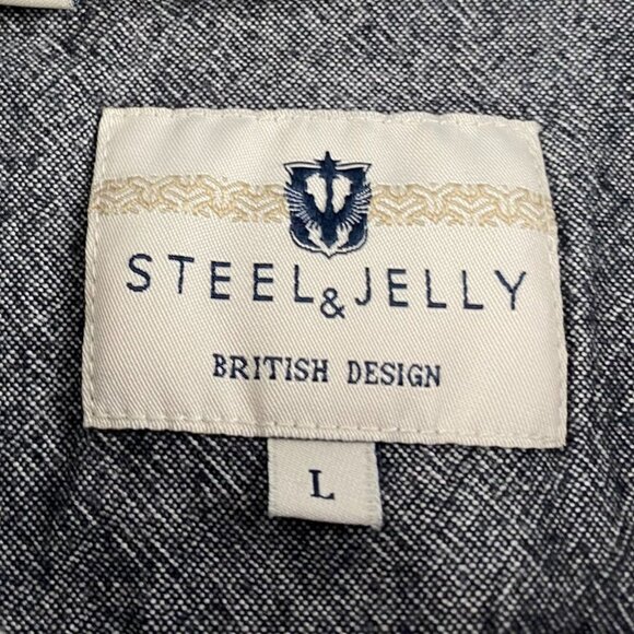 Steel and Jelly Mens Flannel Shirt Large Blue & White Plaid Button-Up Long Sleev - Picture 5 of 9